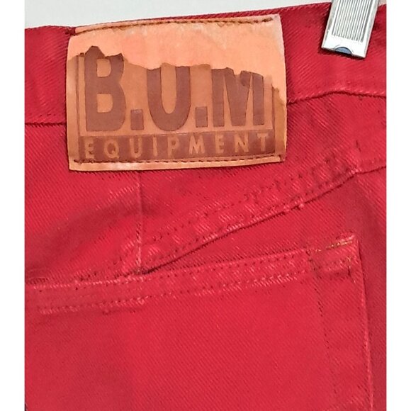 BUM Equipment Jean Shorts Red Denim High Waisted 23 inch Waist Juniors Size 7 Vi - Picture 6 of 8